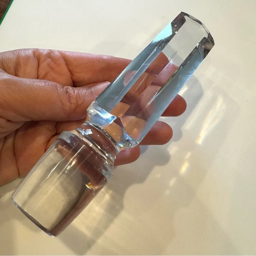 Vintage Six Sided Oblong Clear Glass Decanter Stopper Substantial 6”